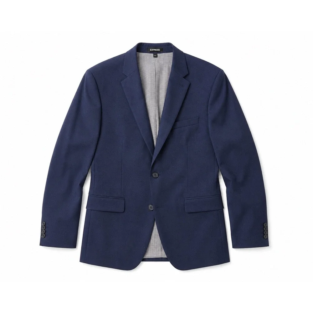 Express Mens Navy Blue Extra Slim Fit Stretch Cotton Blazer Sport Coat 44R